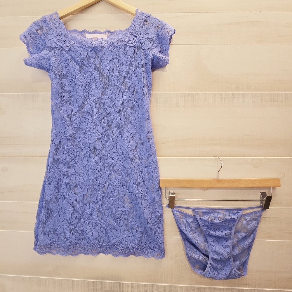 Victoria's Secret Lavender Lace Chemise & Bikini Set